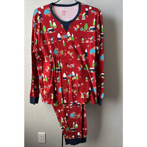 Mens Christmas Gnomes, Bears, Foxes, 2 Piece Top & Pants Pajamas Size 2X EUC